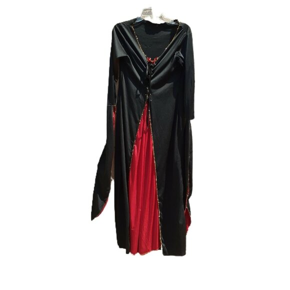 Halloween Vampiress Costume Blood Red & Black LARP Cosplay Goth Lace Up Theater - Picture 8 of 11